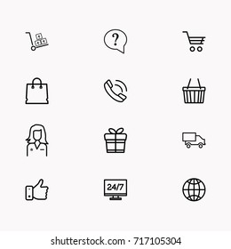 E-commerce line icon set