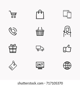 E-commerce line icon set