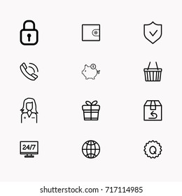 E-commerce line icon set