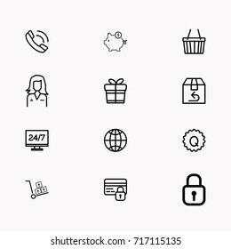 E-commerce line icon set