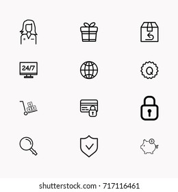 E-commerce line icon set