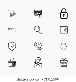 E-commerce line icon set