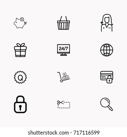 E-commerce line icon set