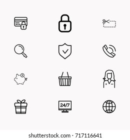 E-commerce line icon set