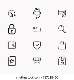 E-commerce line icon set