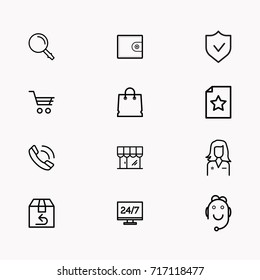 E-commerce line icon set