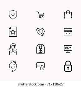 E-commerce line icon set