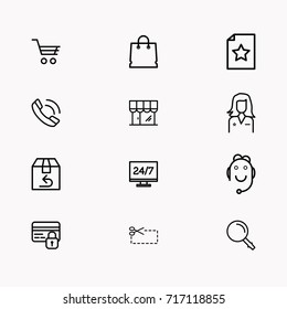 E-commerce line icon set