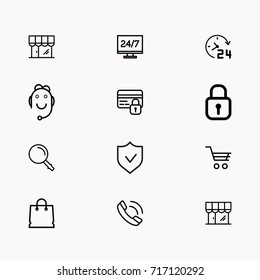 E-commerce line icon set