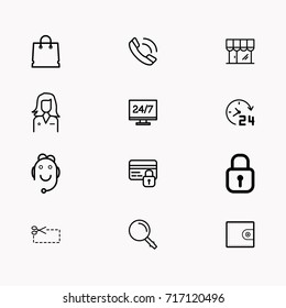 E-commerce line icon set