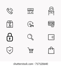 E-commerce line icon set