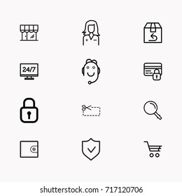 E-commerce line icon set