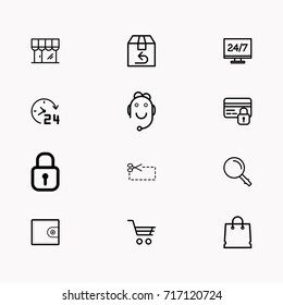 E-commerce line icon set