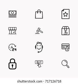 E-commerce line icon set