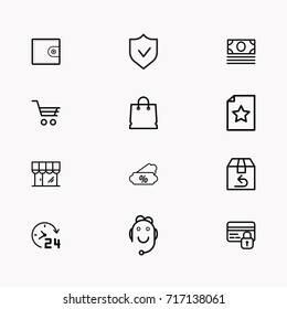 E-commerce line icon set