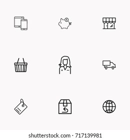 E-commerce line icon set