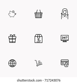 E-commerce line icon set