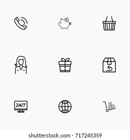 E-commerce line icon set