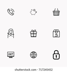 E-commerce line icon set