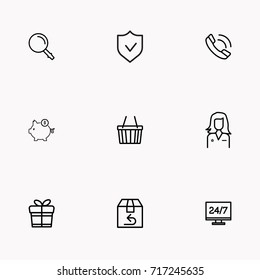 E-commerce line icon set