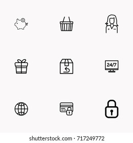 E-commerce line icon set