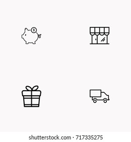 E-commerce line icon set
