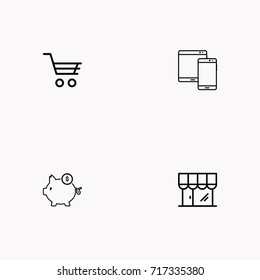 E-commerce line icon set