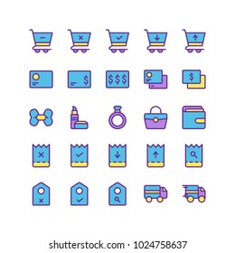 Ecommerce line icon set collection colored version, suitable for your ecommerce content