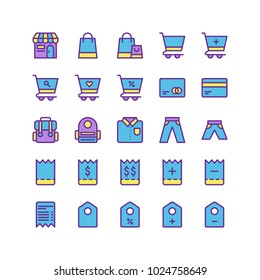 Ecommerce line icon set collection colored version, suitable for your ecommerce content