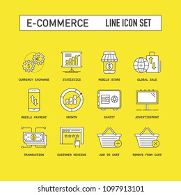 E-Commerce Line Icon Set Concept