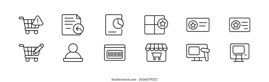 E-commerce line icon set. online shopping, checkout, payment outline collection