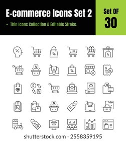 E-commerce line Icons Collection 2 Set Of 30. Regular Icons Pack. Vector illustration eps 8