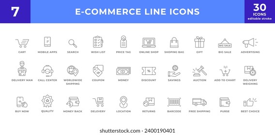 E-commerce line icons collection. set of modern simple web icons.