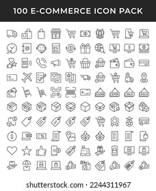 E-Commerce line icons collection. UI web icons set in a flat design. Outline icons pack