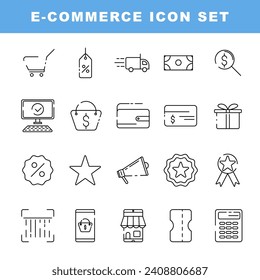 E-commerce line icons collection. UI icon set in a flat design. Thin outline icons pack. Vector illustration