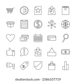 E-Commerce Line Icons. Editable Stroke. Pixel Perfect.