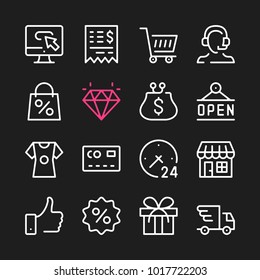 Ecommerce line icons. Modern graphic elements, simple outline thin line design symbols. Vector icons set