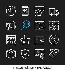 E-commerce line icons. Modern graphic elements, simple outline thin line design symbols. Vector icons set