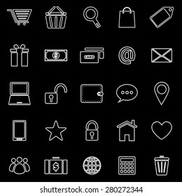 Ecommerce line icons on black background, stock vector