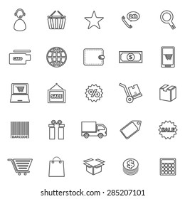 E-commerce line icons on white background, stock vector