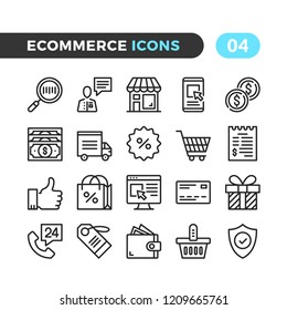 Ecommerce line icons. Outline symbols collection. Premium quality. Pixel perfect. Vector thin line icons set