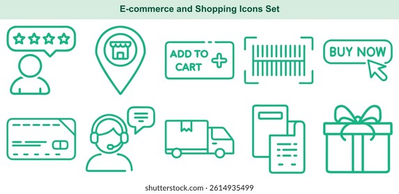 E-commerce Line Icons Set for Online Shopping and Delivery