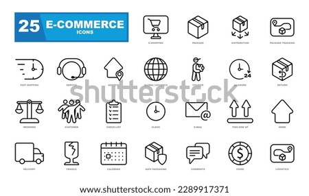 E-commerce line icons set. Online shopping icon.