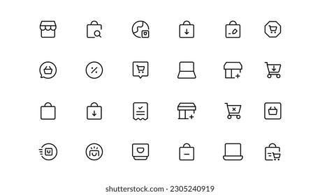 E-Commerce line icons set. E-Commerce outline icons collection. Shopping, online shop, delivery, marketing, store, money, payment, price 
