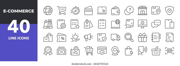 E-Commerce line icons set. Outline web icons. Editable stroke