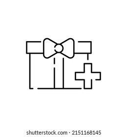 E-Commerce line vector icons set. Editable Stroke. Discount and sale or shopping mall shop season. Sign gift ribbon box and plus