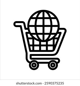Ecommerce Line Vector Illustration On White Background.
