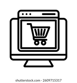 Ecommerce Line Vector Illustration On White Background.