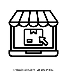 Ecommerce Line Vector Illustration On White Background.