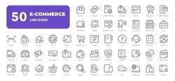 E-Commerce-Linie Web-Icon Set. Kollektion Von Symbolen In Einer Übersicht. Vektorgrafik